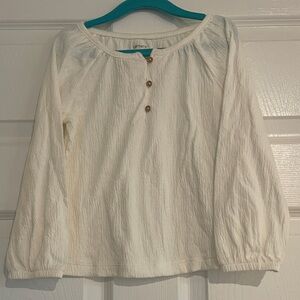 Carter's Cream Textured Long-Sleeve Henley Top with Buttons - 4T